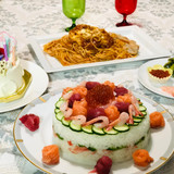 我が家のお祝い寿司ケーキ