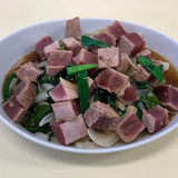 マグロステーキと中華風炒め野菜