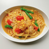 【おもてなし】チキンとコーンのトマトパスタ