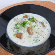 パスタのふりしたお餅入り♪白菜のクリームスープ