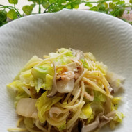春キャベツと桜えびのパスタ
