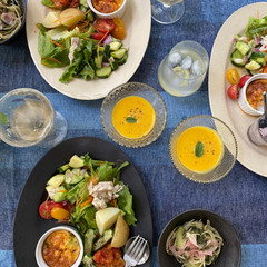 夏の季節の手仕事／大葉ジェノベーゼ／甘糀
季節野菜のプレート