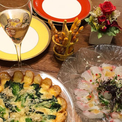 菜の花としらすのキッシュ
真鯛のカルパッチョ・ミックス薬味で