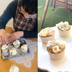 お花絞り初挑戦生徒様。素敵に仕上げていただけました🌼