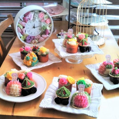 プリンセス&馬車&あんフラワーカップケーキ
