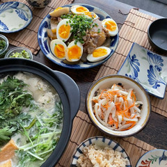和食レッスンでは、やちむん（沖縄の焼き物）を使用♪
