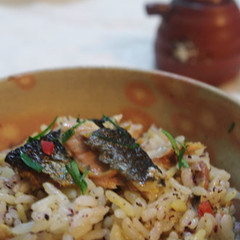 秋刀魚と貝割れ大根の混ぜご飯