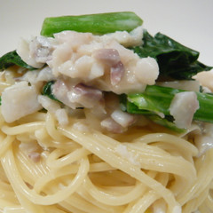 寒締めほうれん草とタラのクリームパスタ