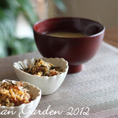 新じゃがと新玉ねぎの味噌汁＆海苔たまふりかけ