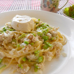 北海道マスカルポーネと枝豆のパスタ