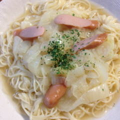 新玉ねぎのとろとろ和風パスタ。