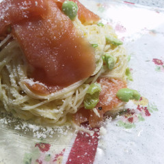 サーモンクリームのさっぱり冷製パスタ