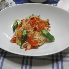 夏野菜の冷製パスタ