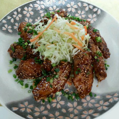 鶏手羽の素揚げ　メープル味噌醤油
