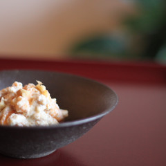 柿と胡桃とクリームチーズの白和え