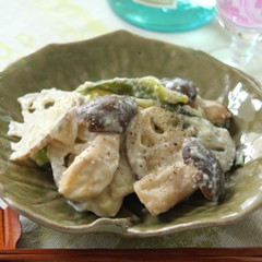 長ネギ、れんこんしめじのさかすけブルーチーズ風味