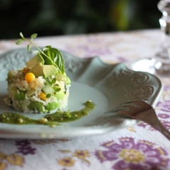 夏野菜のグリーンのタブーレ～バジルペースト～