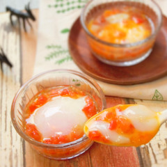 温泉卵をフルーツティーなトマトドレッシングと共に