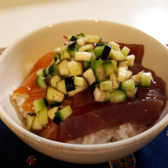 夏野菜とお魚どんぶり
