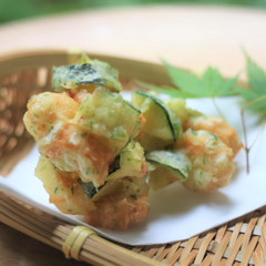 ズッキーニと鱧竹の磯辺揚げ