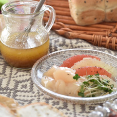ホタテのカルパッチョ🐟柚子胡椒ドレッシング☺︎