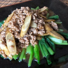 ごぼうとひき肉のあんかけ