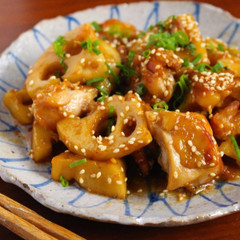 鶏とレンコンの生姜焼き