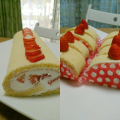 イチゴのシフォンロールケーキ