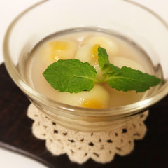 爽やか♡オレンジとレモンの冷やし白玉ぜんざい