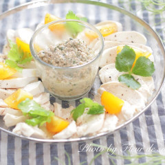 鶏ハムのくるみバジルソース