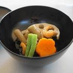 野菜の炊き合わせ海老あんかけ
