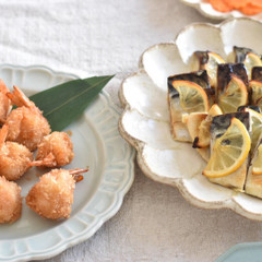 【まん丸えびフライ】【塩サバのレモンマリネ焼き】