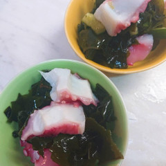 たことわかめときゅりの酢の物