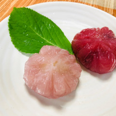 ハイビスカスの葛まんじゅう（薄めピンク）