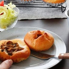 手こね生地で作るキノコパン＆あんバターパン