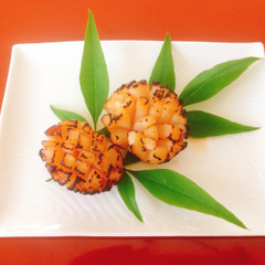 帆立貝柱の松毬焼き