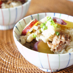 ＊豚肉とキノコの炊き込みご飯＊