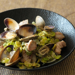 アサリと豚肉と打ち豆の煮物