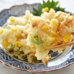 はんぺんとコーンとねぎのかき揚げ