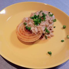 新玉ねぎ肉味噌のせ