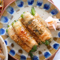 いんげんと海苔の肉巻き