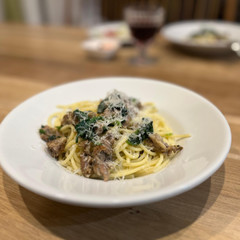 春菊とサルシッチャのパスタ