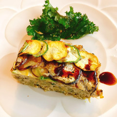 鶏ひき肉のオーブン焼き　カレーバジル風味