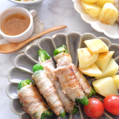 ピーマンの肉巻き　甘みそダレ