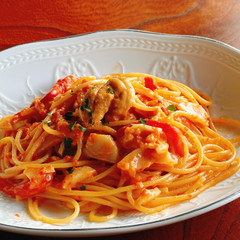 ウニとパプリカソースのパスタ
