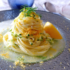 からすみとズッキーニの冷製パスタ