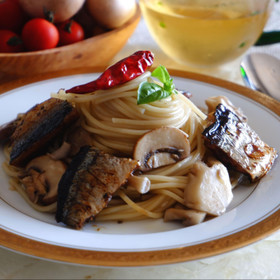 さんまときのこの秋パスタ
