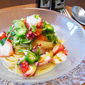 夏野菜とたこの冷製パスタ