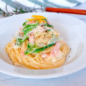 白菜とハムの柚子クリームパスタ