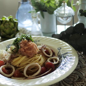 イカと明太子の冷製パスタ